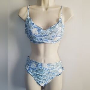 Summersalt Blue and Cream Floral Swimwear